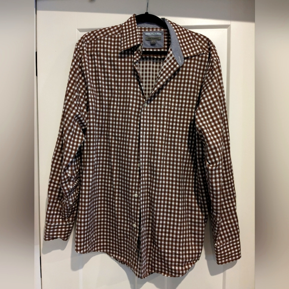 Johnston & Murphy Brown Plaid Cotton Shirt